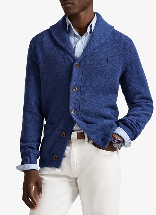 Ralph Lauren Fijngebreid vest in kasjmierblend met steekzakken - detail 3 rustic navy / donkerblauw