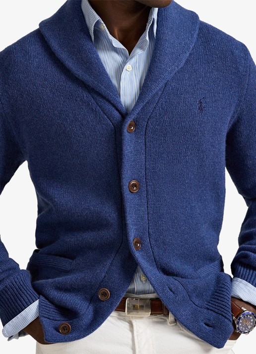 Ralph Lauren Fijngebreid vest in kasjmierblend met steekzakken - detail 4 rustic navy / donkerblauw