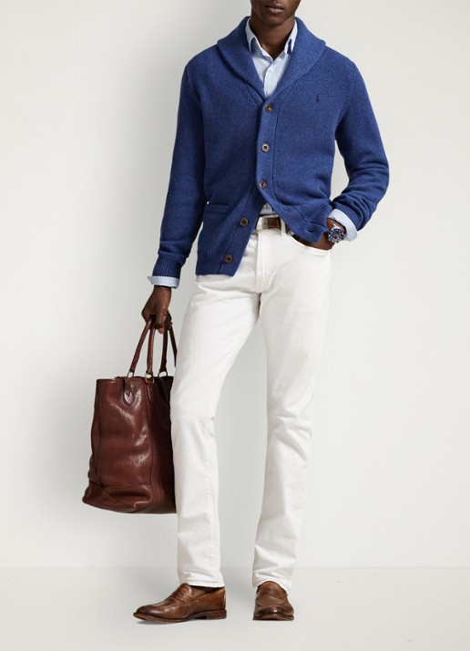 Ralph Lauren Fijngebreid vest in kasjmierblend met steekzakken - voorkant 2 rustic navy / donkerblauw