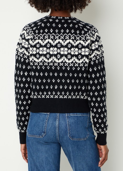 Ralph Lauren Fijngebreid vest in wolblend met ingebreid print - achterkant 4 zwart