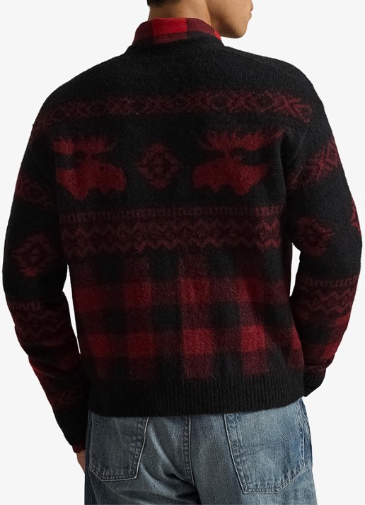Ralph Lauren Fijngebreid vest met ingebreid patroon - achterkant black red combo / rood