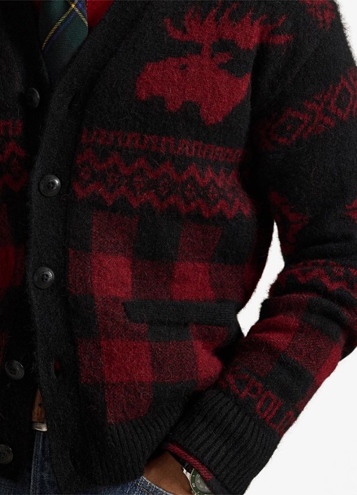 Ralph Lauren Fijngebreid vest met ingebreid patroon - detail 3 black red combo / rood