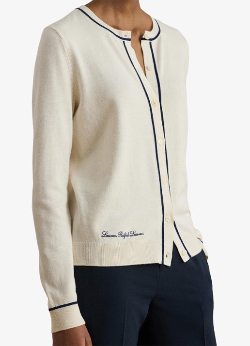 Ralph Lauren Fijngebreid vest met logoborduring - detail 4 creme