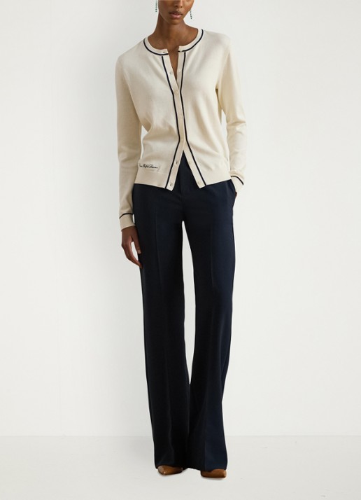 Ralph Lauren Fijngebreid vest met logoborduring - voorkant 2 creme