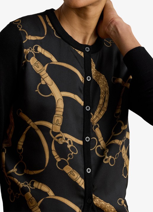 Ralph Lauren Fijngebreid vest met print - detail 5 black multi / zwart