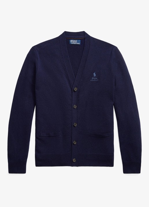 Ralph Lauren FIjngebreid vest van wol met logoborduring