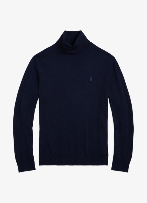 Ralph Lauren Fijngebreide coltrui van wol met logoborduring - voorkant 2 hunter navy / donkerblauw