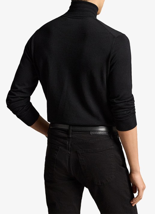 Ralph Lauren Fijngebreide coltrui van wol met logoborduring - achterkant 3 polo black / zwart