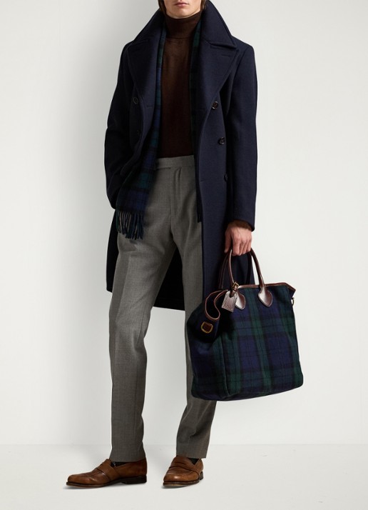 Ralph Lauren Fijngebreide coltrui van wol met logoborduring - voorkant 4 burnt brown melange / bruin