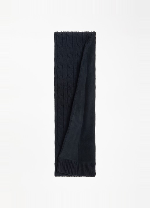 Ralph Lauren Fijngebreide muts en sjaal van wol in giftbox - voorkant 3 zwart