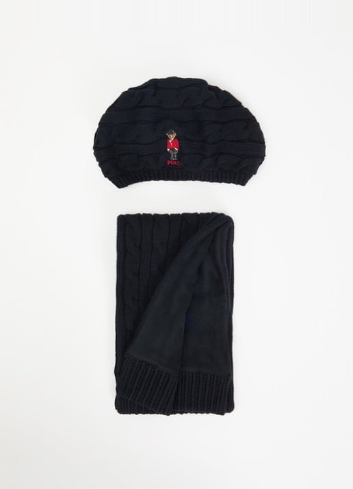 Ralph Lauren Fijngebreide muts en sjaal van wol in giftbox