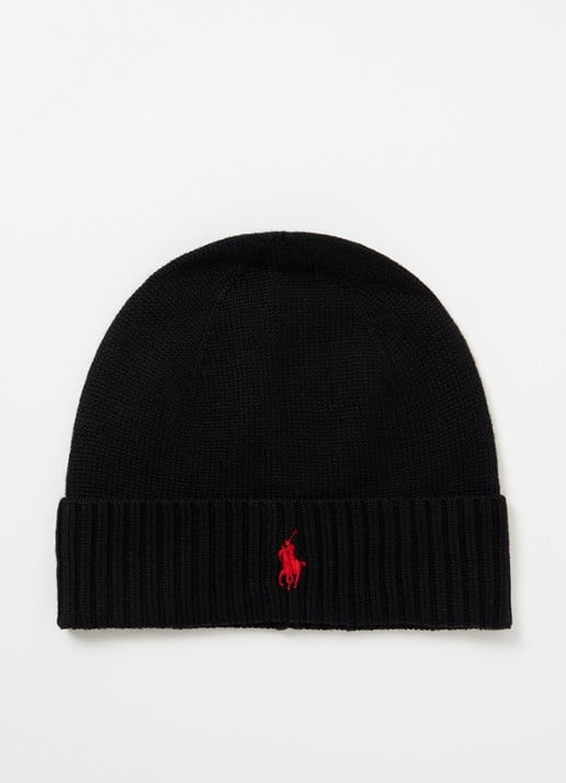 Ralph Lauren Fijngebreide muts van merinowol met logoborduring