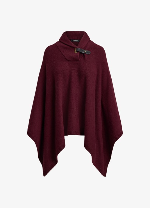 Ralph Lauren Fijngebreide poncho in wolblend