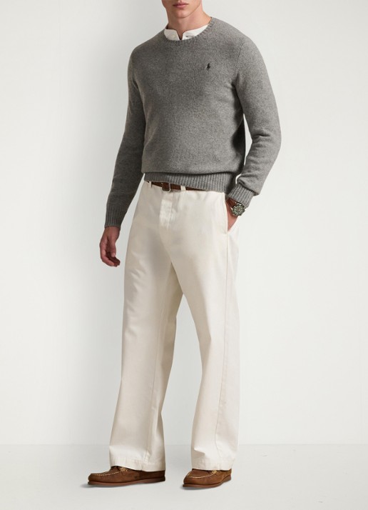 Ralph Lauren Fijngebreide pullover in kasjmierblend met logoborduring - voorkant 3 grijs