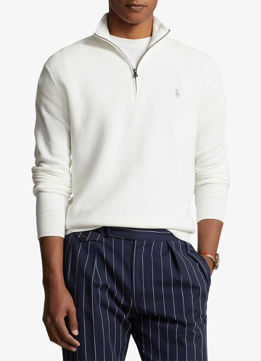 Ralph Lauren Fijngebreide pullover met halve rits en logoborduring