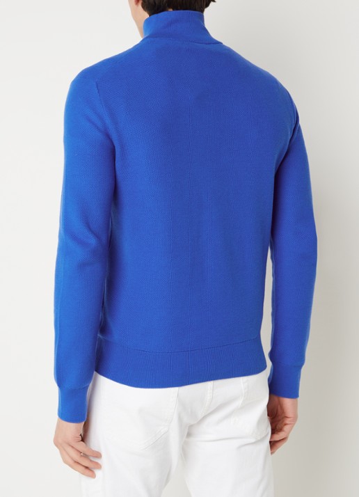 Ralph Lauren Fijngebreide pullover met halve rits en logoborduring - achterkant 3 heritage blue / kobaltblauw