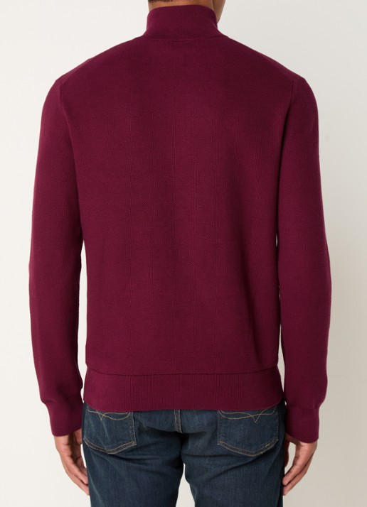 Ralph Lauren Fijngebreide pullover met halve rits en logoborduring - achterkant 2 damson red / rood
