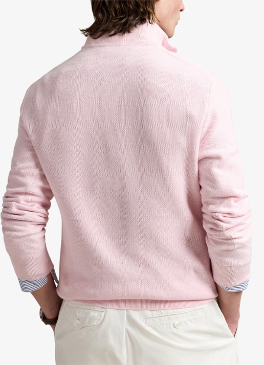 Ralph Lauren Fijngebreide pullover met halve rits en logoborduring - achterkant 4 ballet pink heather / roze