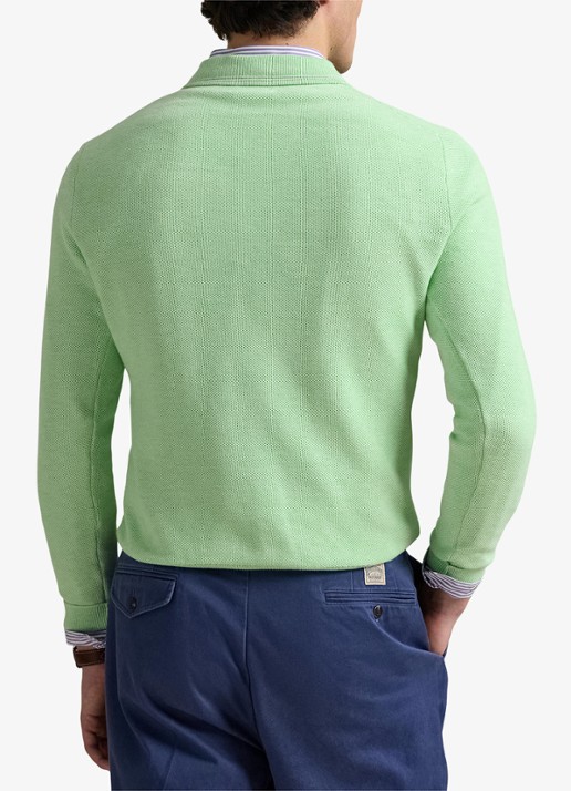 Ralph Lauren Fijngebreide pullover met halve rits en logoborduring - achterkant 2 artichoke green heather / groen