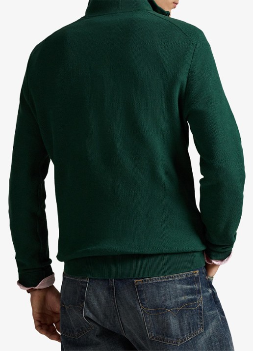 Ralph Lauren Fijngebreide pullover met halve rits en logoborduring - achterkant groen