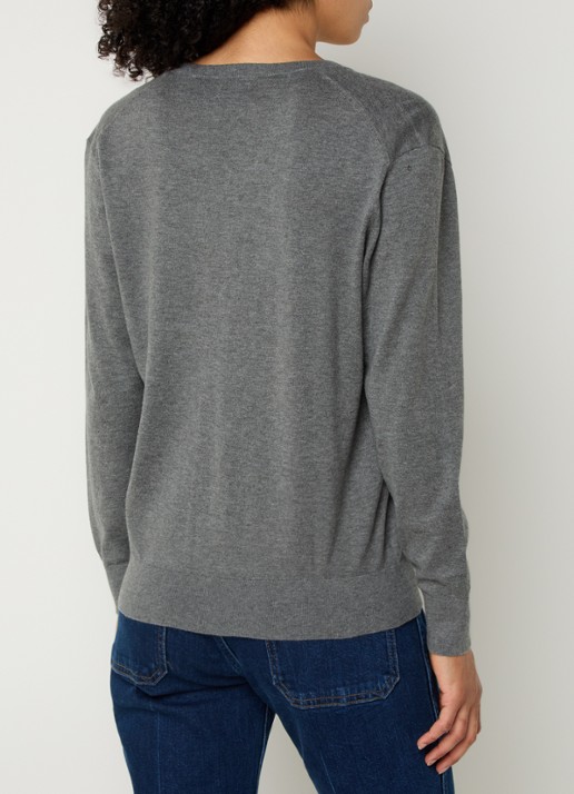 Ralph Lauren Fijngebreide pullover met logoborduring - achterkant 2 grijs