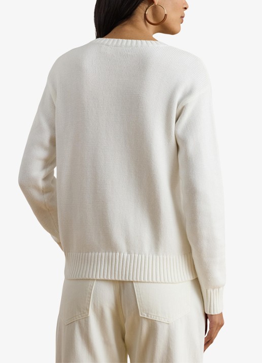 Ralph Lauren Fijngebreide pullover met logoborduring - achterkant 3 wit