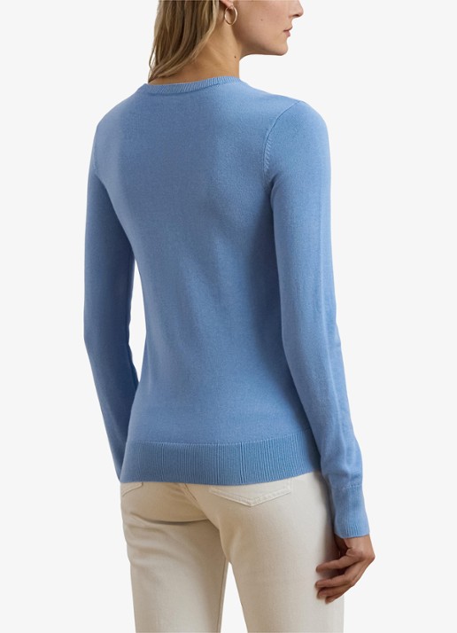 Ralph Lauren Fijngebreide pullover met stretch - achterkant 5 sky blue / blauw
