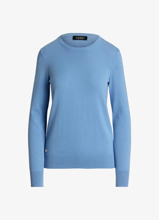 Ralph Lauren Fijngebreide pullover met stretch - voorkant sky blue / blauw