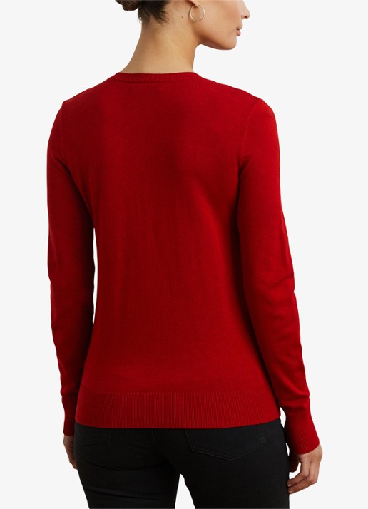 Ralph Lauren Fijngebreide pullover met stretch - achterkant 3 madison red / rood