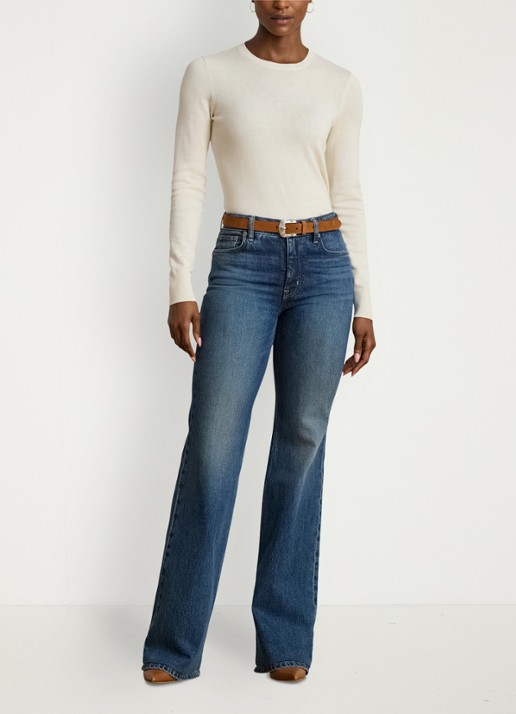 Ralph Lauren Fijngebreide pullover met stretch - voorkant 3 mascarpone cream / creme