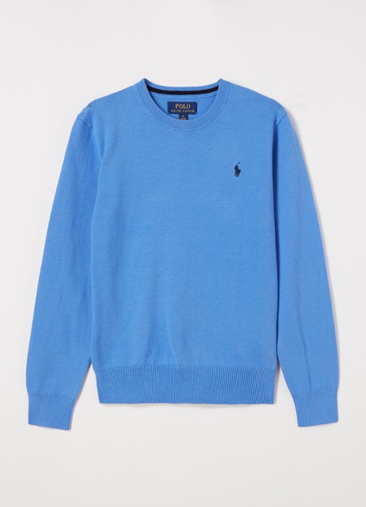 Ralph Lauren Fijngebreide pullover van katoen - voorkant blauw