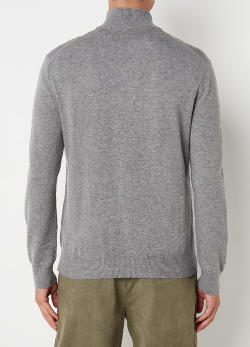 Ralph Lauren Fijngebreide pullover van wol met halve rits - achterkant 4 fawn grey heather