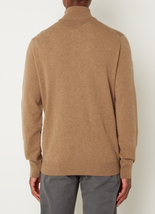 Ralph Lauren Fijngebreide pullover van wol met halve rits - achterkant latte brown heather