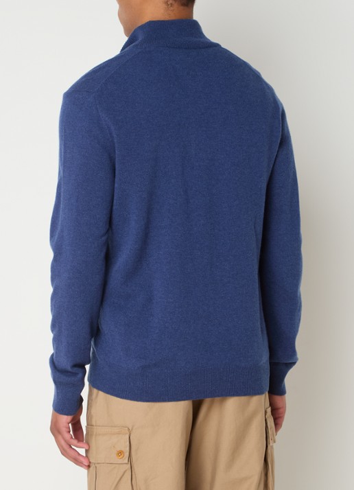 Ralph Lauren Fijngebreide pullover van wol met halve rits - achterkant indigo