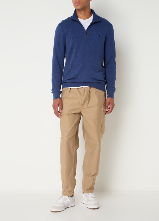 Ralph Lauren Fijngebreide pullover van wol met halve rits - voorkant 3 indigo