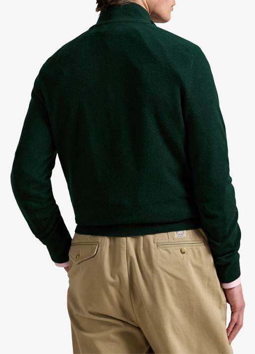 Ralph Lauren Fijngebreide pullover van wol met halve rits - achterkant 5 moss agate / donkergroen