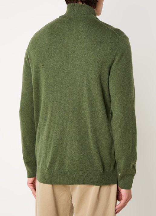 Ralph Lauren Fijngebreide pullover van wol met halve rits - achterkant 3 bronsgroen