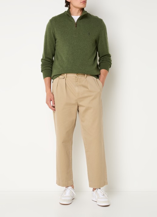 Ralph Lauren Fijngebreide pullover van wol met halve rits - voorkant 5 bronsgroen