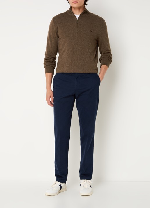 Ralph Lauren Fijngebreide pullover van wol met halve rits - voorkant 3 hazelnootbruin