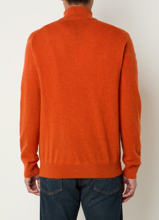 Ralph Lauren Fijngebreide pullover van wol met halve rits - achterkant 7 dark jaffa orange htr / oranje