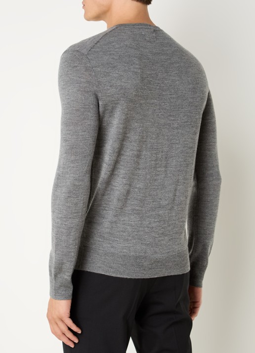 Ralph Lauren Fijngebreide pullover van wol met logo - achterkant 5 lichtgrijs