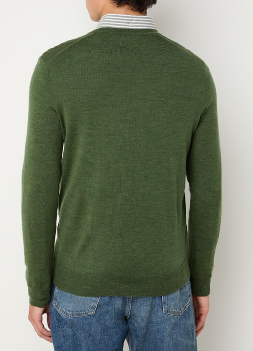 Ralph Lauren Fijngebreide pullover van wol met logoborduring - achterkant 3 classic olive heather / groen