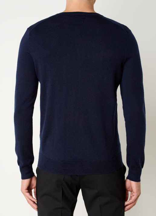 Ralph Lauren Fijngebreide pullover van wol met logoborduring - achterkant 3 blauw