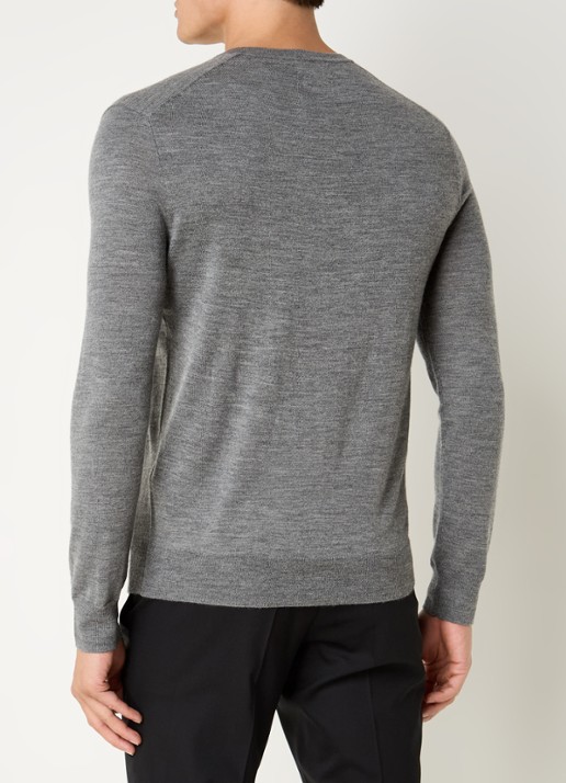 Ralph Lauren Fijngebreide pullover van wol met logoborduring - achterkant 3 grijs
