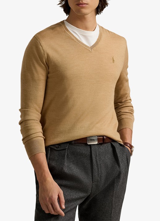 Ralph Lauren Fijngebreide pullover van wol met logoborduring - detail 3 camel melange / camel