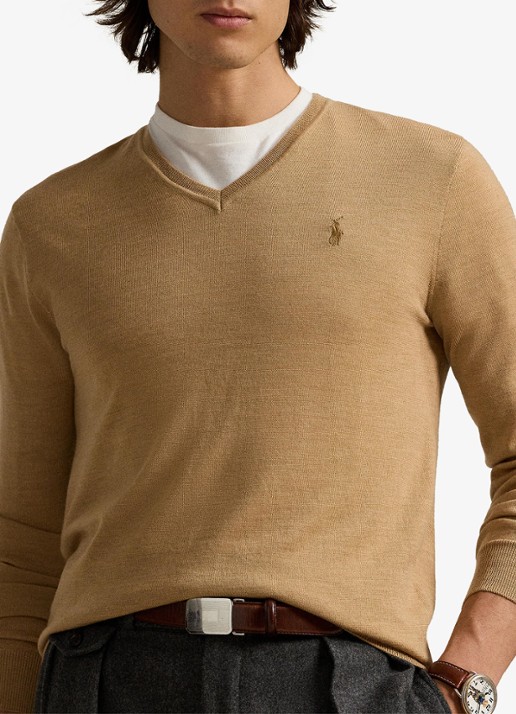 Ralph Lauren Fijngebreide pullover van wol met logoborduring - detail 4 camel melange / camel