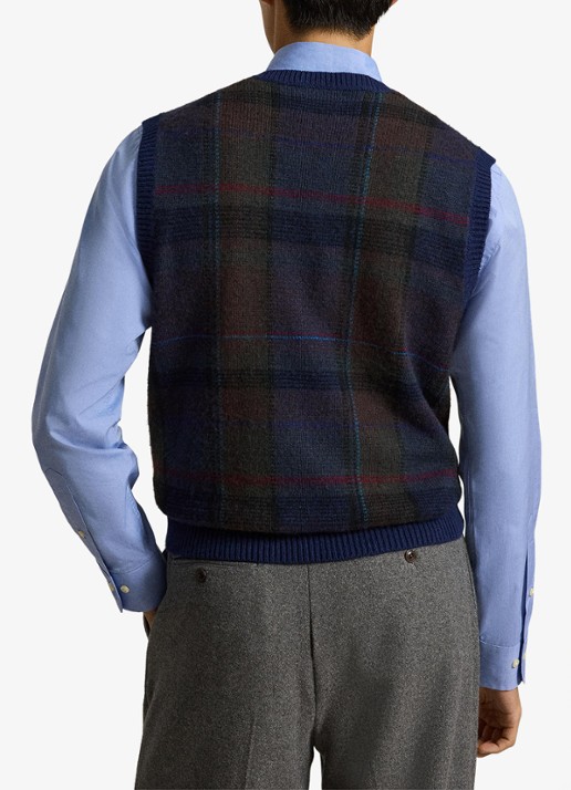 Ralph Lauren Fijngebreide spencer met ingebreid patroon - achterkant 3 donkerblauw