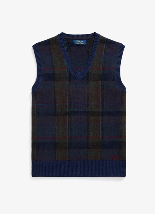 Ralph Lauren Fijngebreide spencer met ingebreid patroon - voorkant 4 donkerblauw