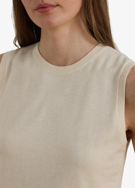 Ralph Lauren Fijngebreide top in zijdeblend - detail 4 mascarpone crème / crème