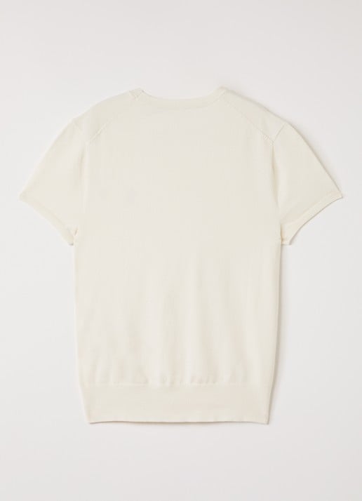 Ralph Lauren Fijngebreide top met logo - voorkant 2 gebroken wit